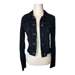 AMERICAN EAGLE Dark Wash Stretch Denim Jean Jacket ASO Elena Gilbert